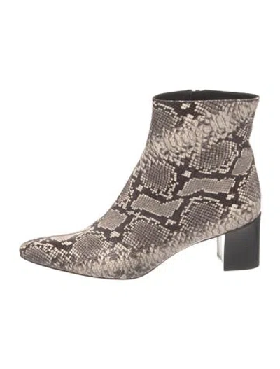 Pre-owned Vince Snakeskin Animal Print Boots In Neutrals