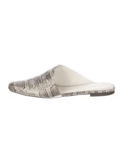 Pre-owned Vince Snakeskin Animal Print Mules In Neutral