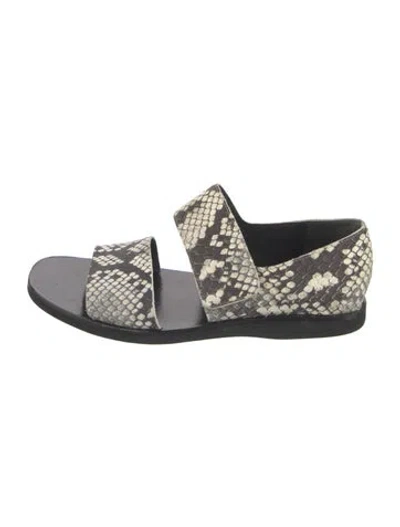 Pre-owned Vince Snakeskin Animal Print Slides In Neutral