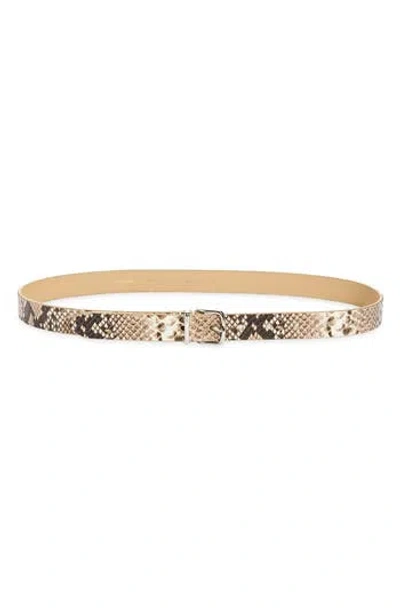 Vince Snakeskin Textured Belt In Gray