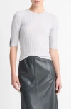 Vince Snap Elbow-sleeve Top In Off White/ Salt