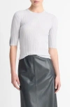 Vince Snap Elbow-sleeve Top In Off White/salt