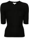 Vince Womens Black Button-embellished Ribbed Stretch-wool Blend Top In Black