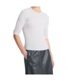 Vince Snap Elbow-sleeve Top In White