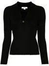 Vince Snap Polo Sweater In Black