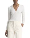 Vince Ribbed-knit Polo Top In White