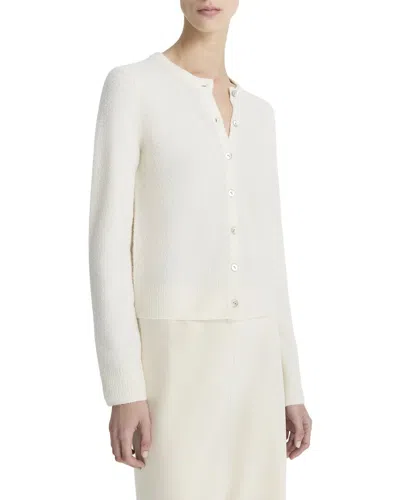 Vince Soft Boucle Cardigan In White
