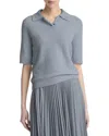 Vince Cashmere Blend Bouclé Short-sleeve Polo Sweater