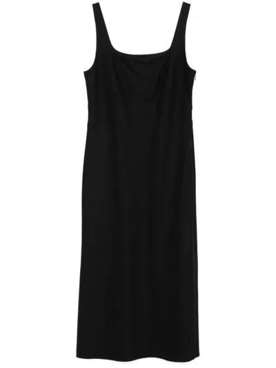 Vince Soft Square Nk Column Dress In Black