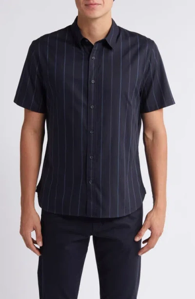 Vince Soft Stripe Short Sleeve Button-up Shirt In Coastal/bayou