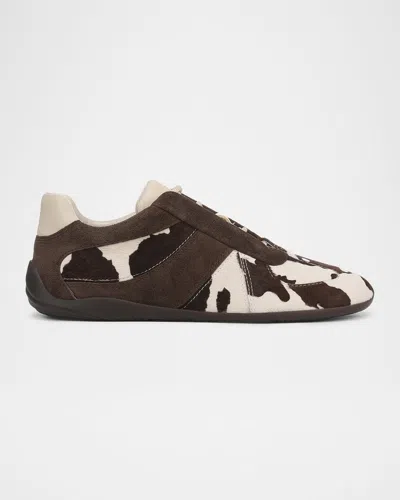 Vince Solaris Calf Hair Slim Trainer Sneakers In Brown
