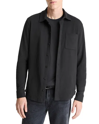 Vince Solid Button Front Knit Shirt In Black
