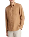 Vince Linen Button-up Shirt In Caramel Desert