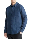 Vince Linen Button-up Shirt In Deep Indigo