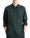 Vince Solid Linen Button Down Shirt In Green