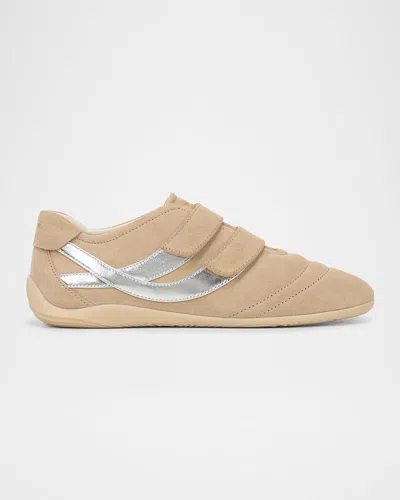 Vince Sonic Suede Grip-strap Sneakers In Neutral