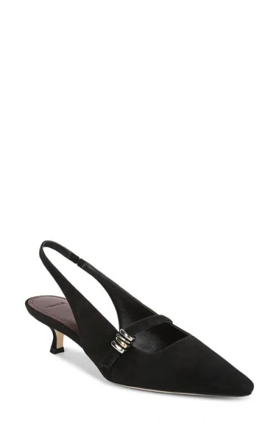 Vince Sonya Kitten Heel Pointed Toe Slingback Sandal In Black