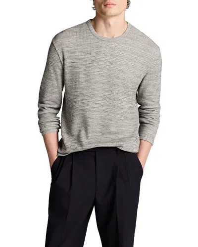 Vince Space Dye Thermal Stripe Crewneck Shirt In Gray