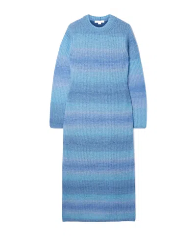 Vince Space-dyed Open-knit Midi Dress In Blue