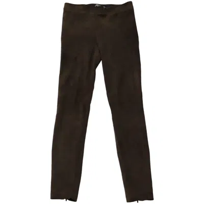 Vince Split-hem Cropped Pants In Brown Suede