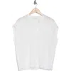 Vince Split Neck Dolman Sleeve Top In Optic White/oyster