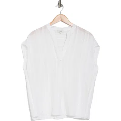 Vince Split Neck Dolman Sleeve Top In Optic White/oyster