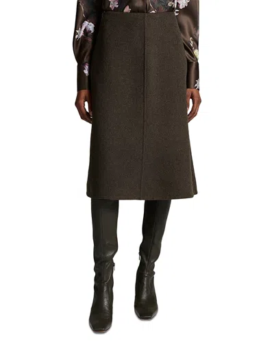 Vince Splitable A Line Midi Skirt In Brown
