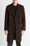 Vince Splittable Single Breasted Wool Blend Topcoat In Brown