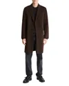 Vince Splittable Single Breasted Wool Blend Topcoat In Brown