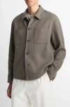 Vince Wool-blend Patch Pocket Overshirt In Gray