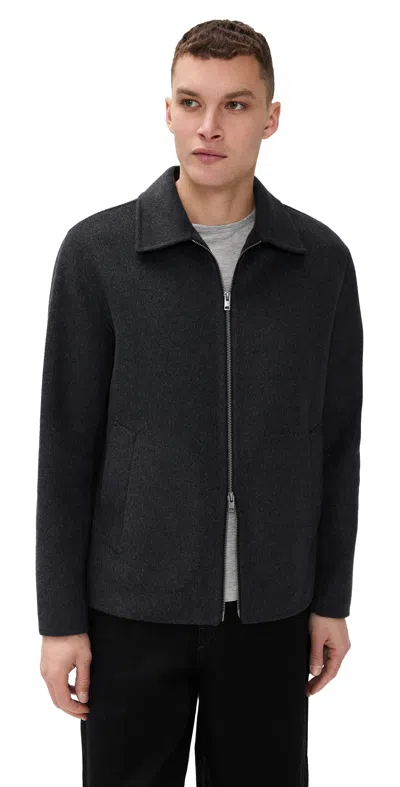 Vince Splittable Wool Blend Zip Jacket H Black