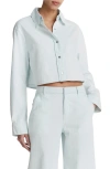 Vince Cotton Twill Cropped Snap-front Shirt In Celestine