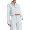 Vince Cotton Twill Cropped Snap-front Shirt In Celestine