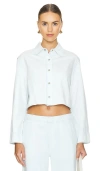 Vince Cotton Twill Cropped Snap-front Shirt In Celestine 款