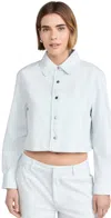 Vince Cotton Twill Cropped Snap-front Shirt In Celestine
