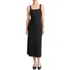 Vince Square Neck Crossover Detail Virgin Wool Blend Dress In Black
