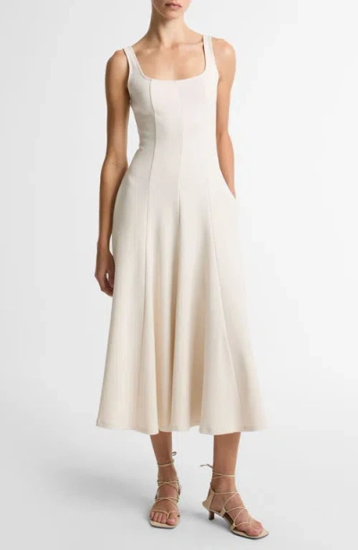 Vince Square Neck Seamed Dress In Neutral