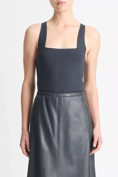 Vince Square-neck Racerback Tank Top In Graphite In Gray