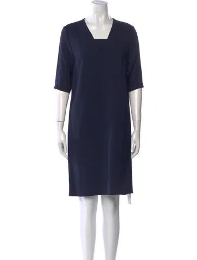 Pre-owned Vince Square Neckline Knee-length Dress In Blue