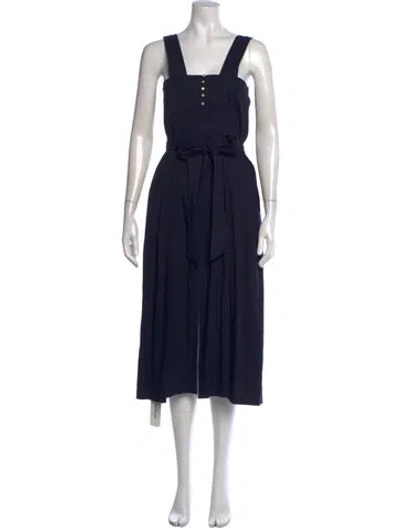 Pre-owned Vince Square Neckline Midi Length Dress In Black