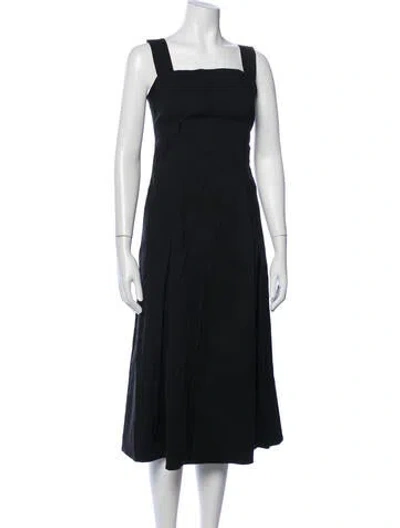 Pre-owned Vince Square Neckline Midi Length Dress In Black