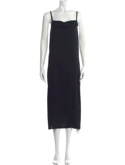 Pre-owned Vince Square Neckline Midi Length Dress In Black
