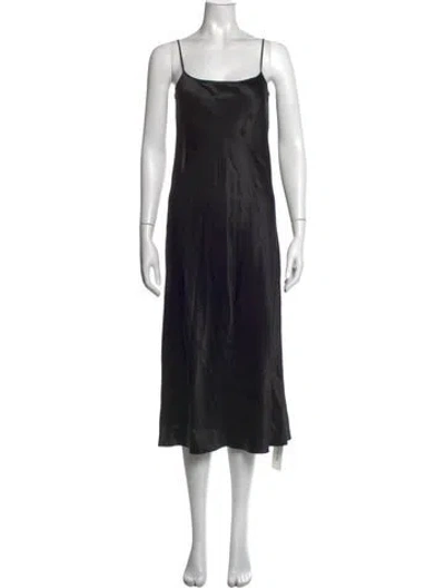 Pre-owned Vince Square Neckline Midi Length Dress In Black