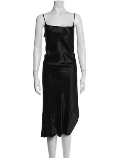 Pre-owned Vince Square Neckline Midi Length Dress In Black