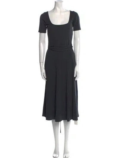 Pre-owned Vince Square Neckline Midi Length Dress In Blue