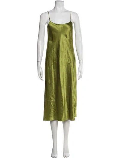 Pre-owned Vince Square Neckline Midi Length Dress In Green
