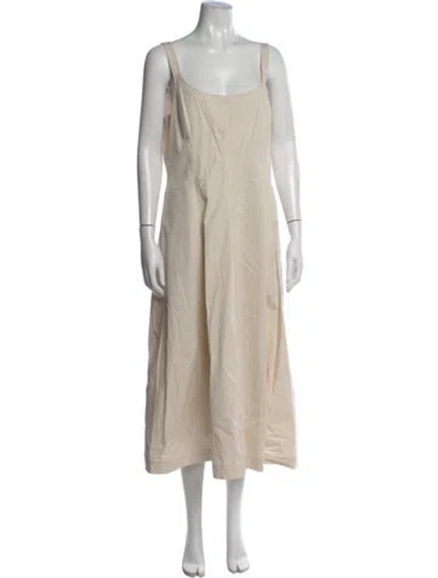 Pre-owned Vince Square Neckline Midi Length Dress In Neutral