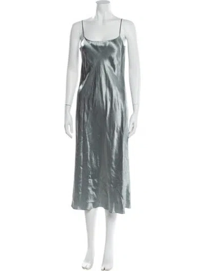 Pre-owned Vince Square Neckline Midi Length Dress In Silver