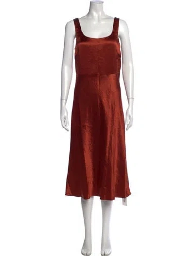 Pre-owned Vince Square Neckline Midi Length Dress W/ Tags In Brown