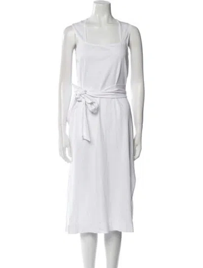 Pre-owned Vince Square Neckline Midi Length Dress In White